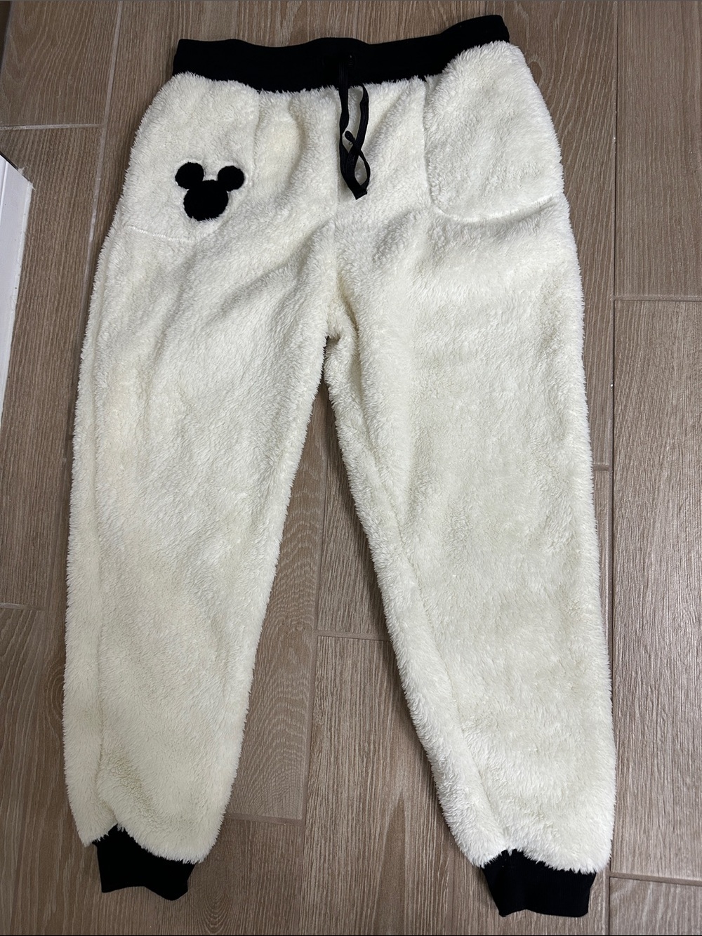 Disney Cream Sherpa Joggers with Black Waistband & Cuffs